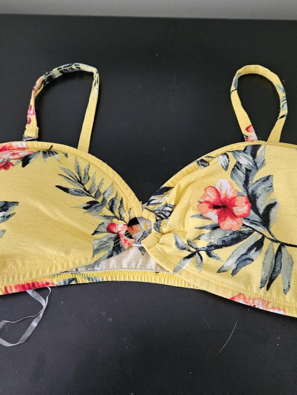 Nwot Women's Floral Yellow Bralette - Lightweight Tropical Print